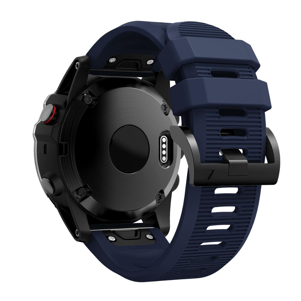 Voor Garmin Fenix 6X Mode Horloge Band Siliconen Band Voor Garmin Fenix 5X Quick Release Strap Voor Garmin Fenix 5X Plus Bands: Donkerblauw Zwart