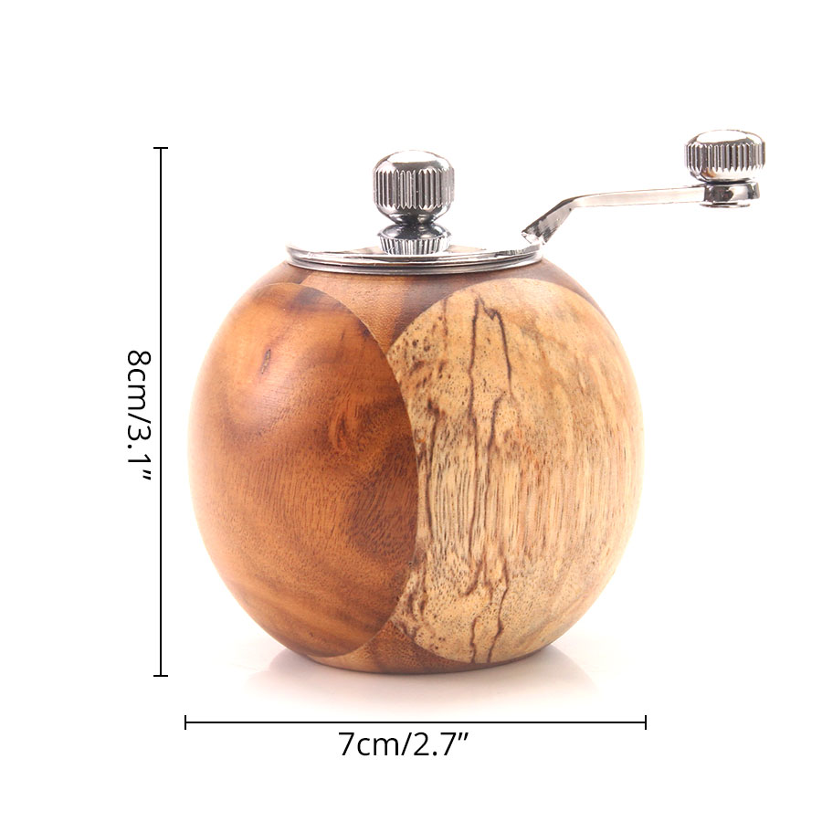 Molinillo de sal y pimienta de madera, molino Manual de sal y pimienta, esférico, agitador con Rotor de cerámica ajustable, herramienta de cocina