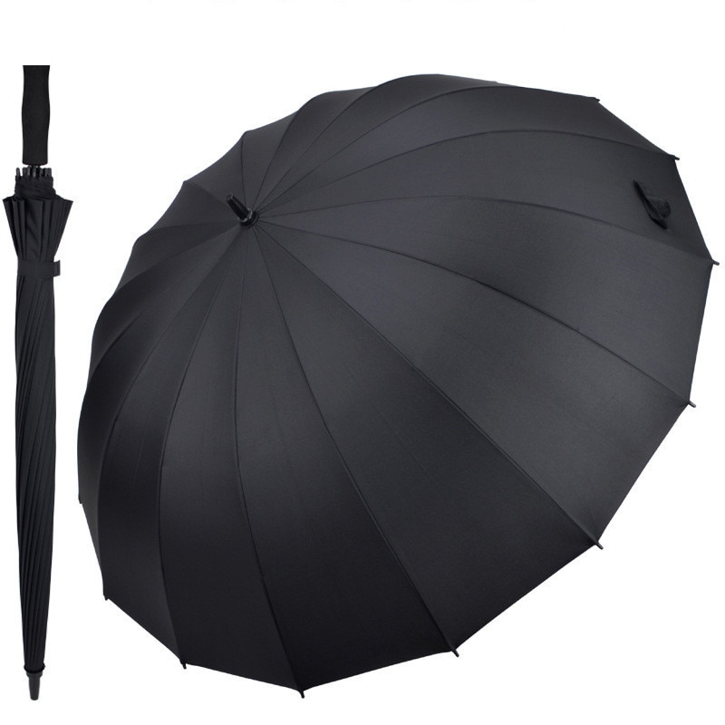 Semi-automatic Wind Resistant Long Handle Umbrella Men And Women Outdoor Rainy Umbrellas 16 Ribs Big Windproof Umbrellas Rain