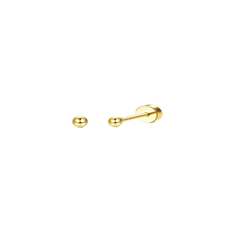 2 uds. Pendientes delicados de acero inoxidable con parte posterior plana para mujer, pendientes de cartílago de , pendientes de aro pequeños Huggie, joyería: Color amarillo claro