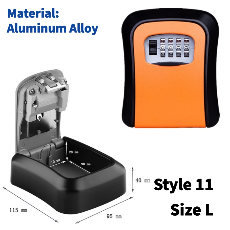 Wall Mounted Metal Alloy Key Lock Box Key Safe Box Weatherproof 4 Digit Combination Key Storage Security Lock Box Indoor Outdoor: green