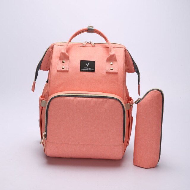 Barsel bleetaske med usb-interface stor kapacitet vandtæt bleetaske kits rygsæk barsel ammende baby taske: Orange