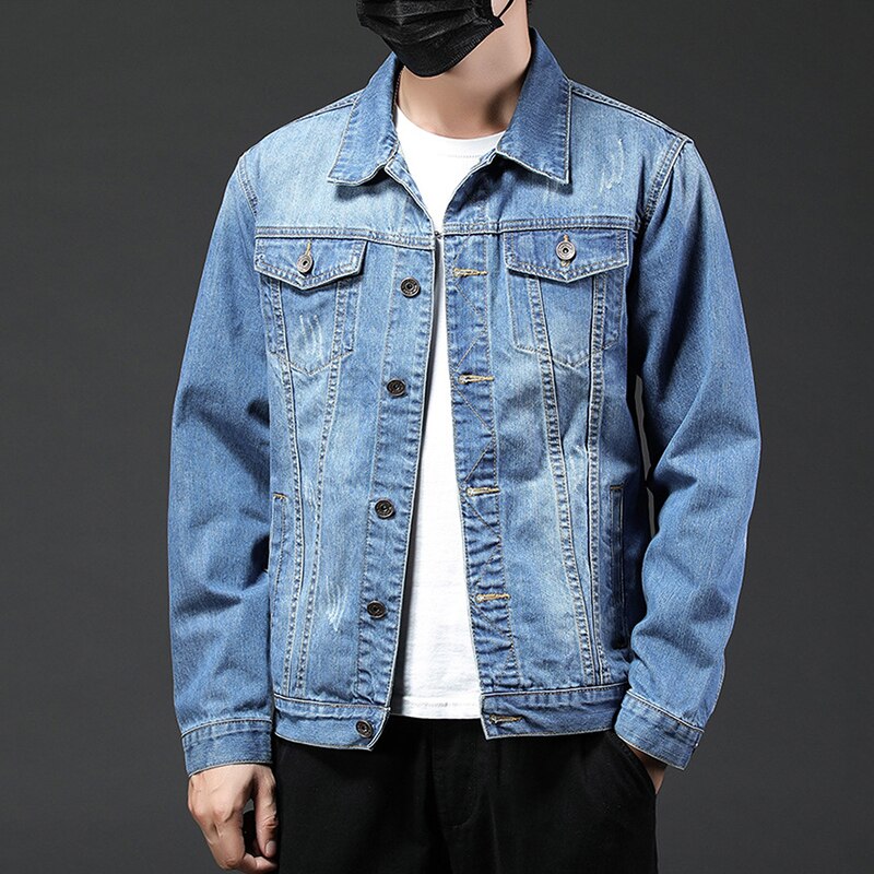 Vintage broderet indisk denimjakke til mænd og #39 slim cowboyjakke langærmet jeansjakke i europæisk og amerikansk stil