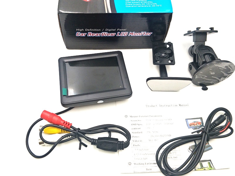 3.5 inch HD Auto Monitor Auto Digitale Kleuren TFT LCD Monitor Achteruitrijcamera DVD Dubbele beugel 12- 24 V