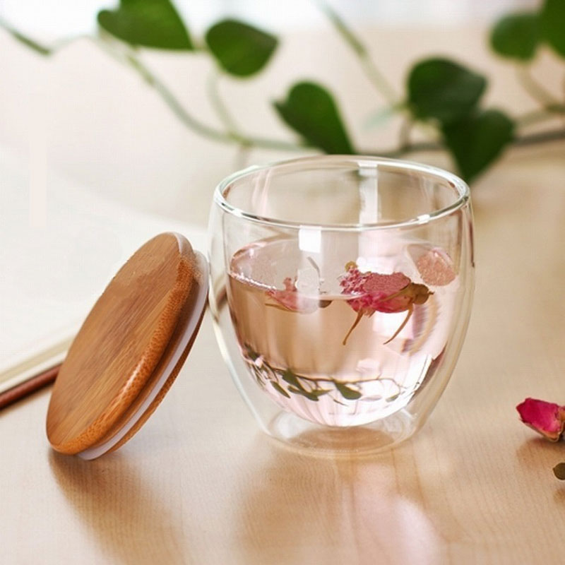 Canadá Taza Bodum Tazas de Cristal de Silicio de Alta Boro de dos pisos Receptáculo de La Flor Transparente Taza De Viaje de Doble Pared Vasos