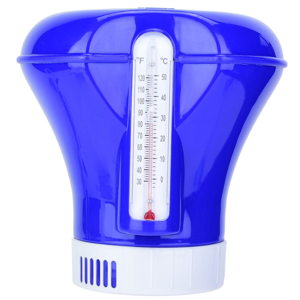 Swimming Pool Floating Chemical Chlorine Dispenser Tablet Holder With Thermometer Dispenser Disinfect Floating