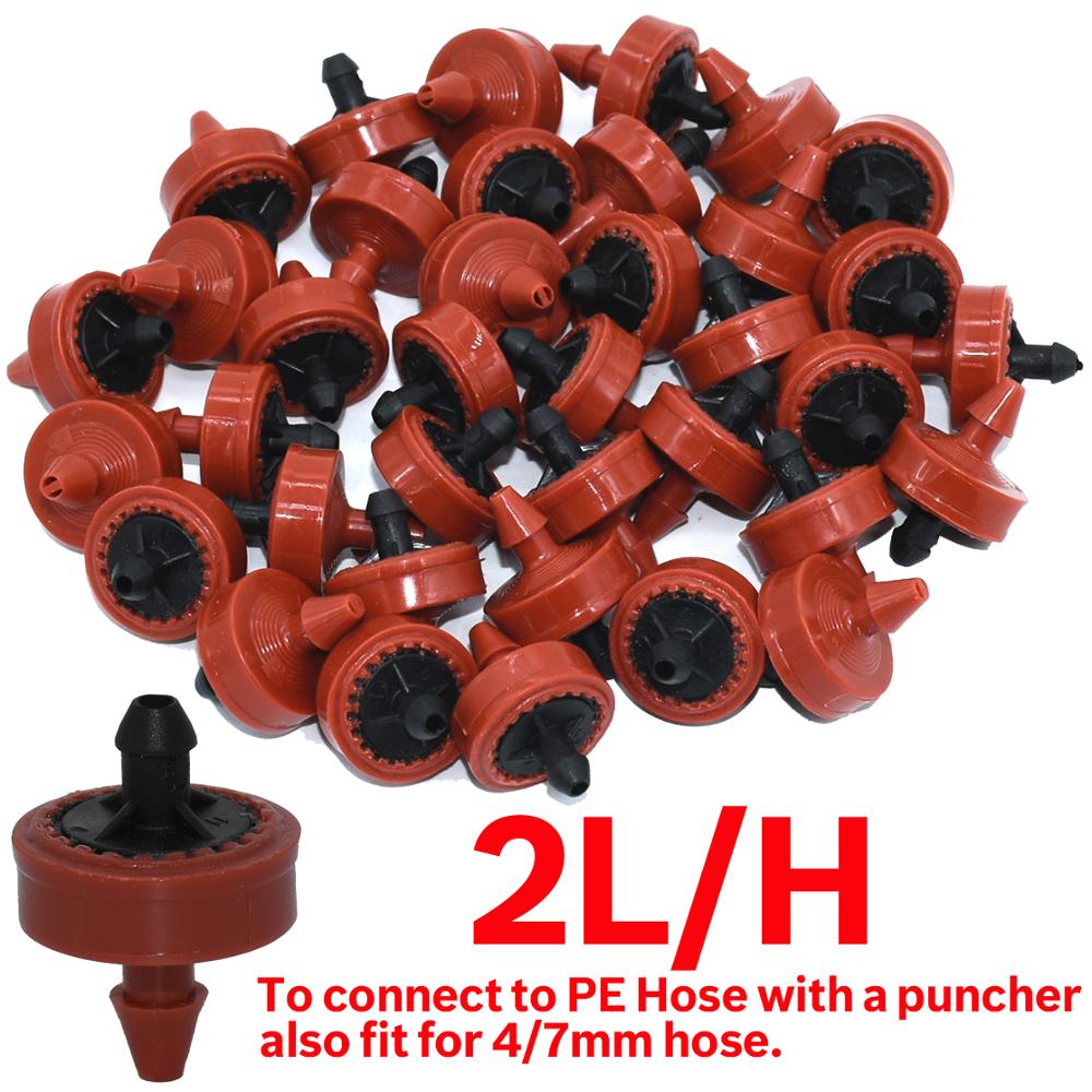 200 Pcs 2L 4L 8L/H Druk Compenseren Druppelirrigatie Emitter Turbo Stijl Druppelaar Tuin Watering 4/7mm Pe Slang Kas