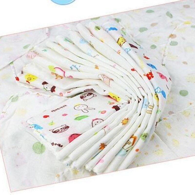 10 Stk/partij Slabbers 2-Lagen Gaas Speeksel Handdoek Baby Zakdoek Cartoon Baby Slabbetjes Spuugdoekjes