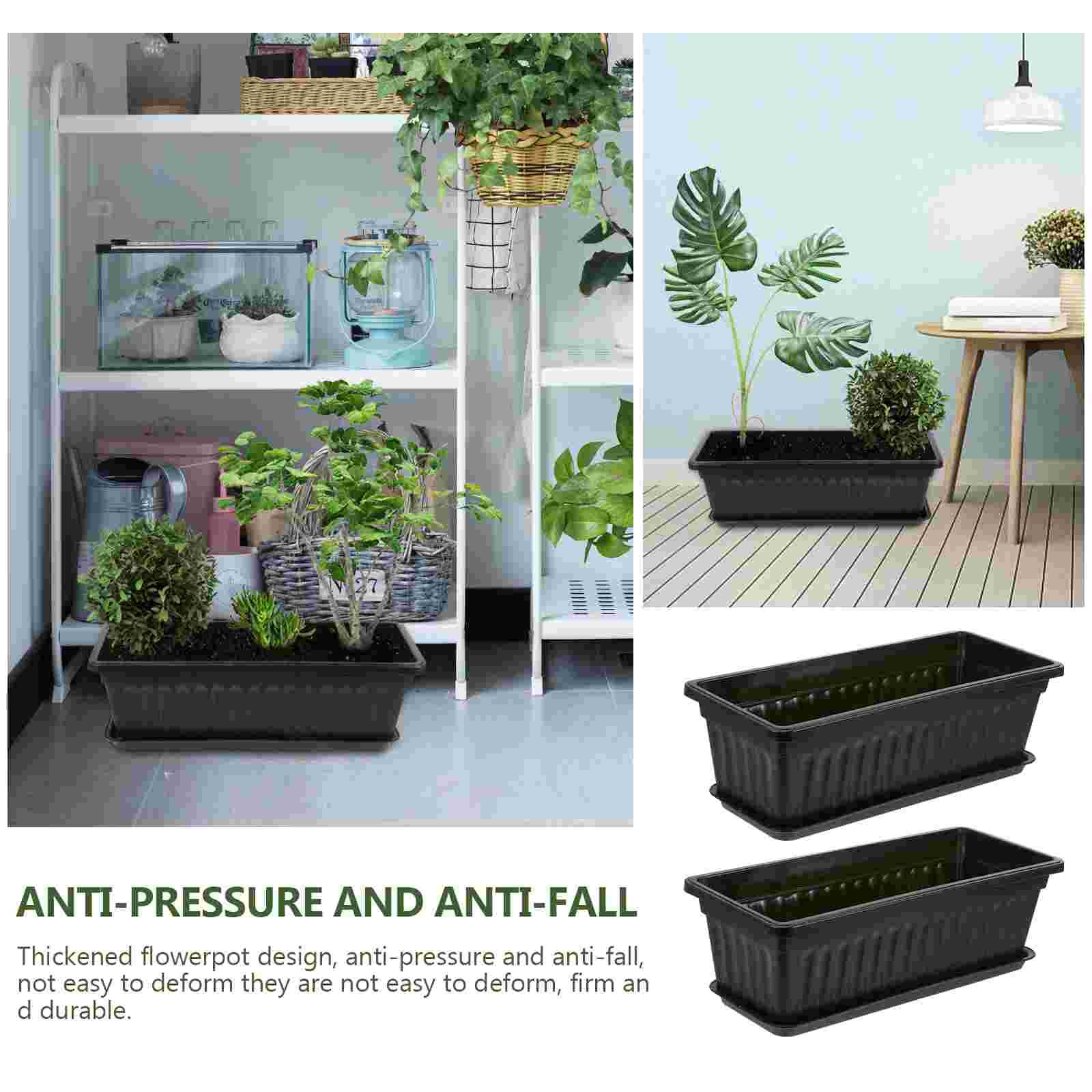 2Pcs Rectangular Flowerpot Vegetables Planting Pots Plants Pot for Home Balcony Garden