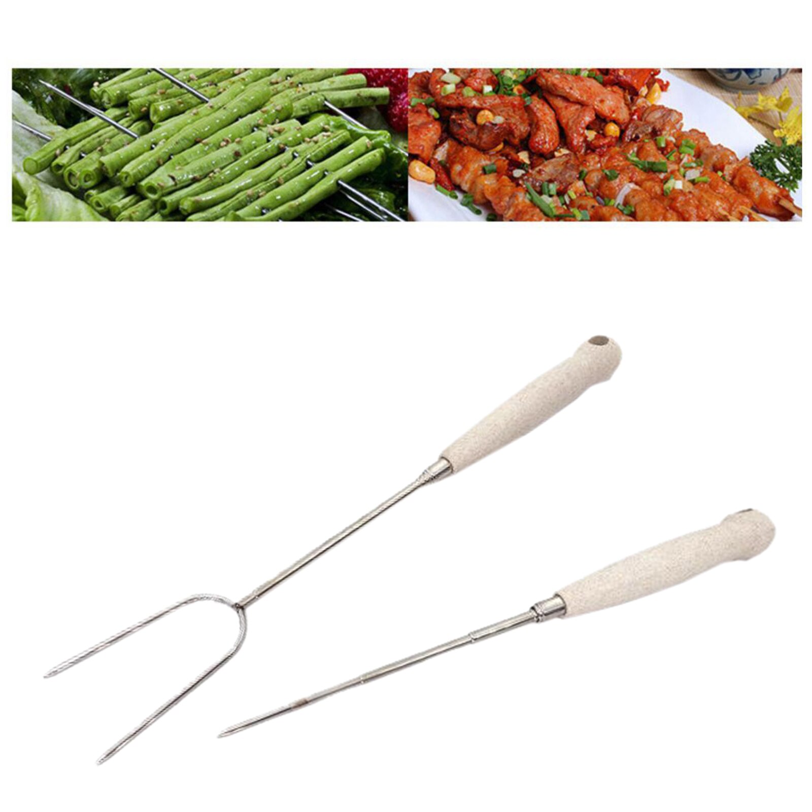 Roasting Sticks Long Telescoping BBQ Barbecue Forks BBQ Bonfire