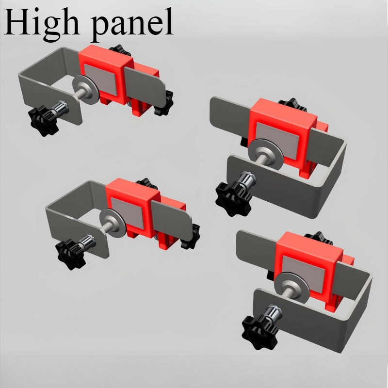 High Panel Drawer Clip with Thickened Stainless Steel Installation Auxiliary Tool Adjustable Woodworking Positioning Artifact: Red, Silver Tone