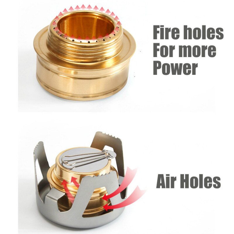 Kraftig mässing alcoho spis brännare med aluminiumlegering stativ lock utomhus camping matlagning alkohol spis bärbar picknick spis