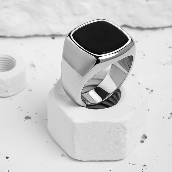925 Sterling Silver Ring for Men Real Onyx Stone Jewelry Vintage Onyx Aqeq Mens Rings All Size