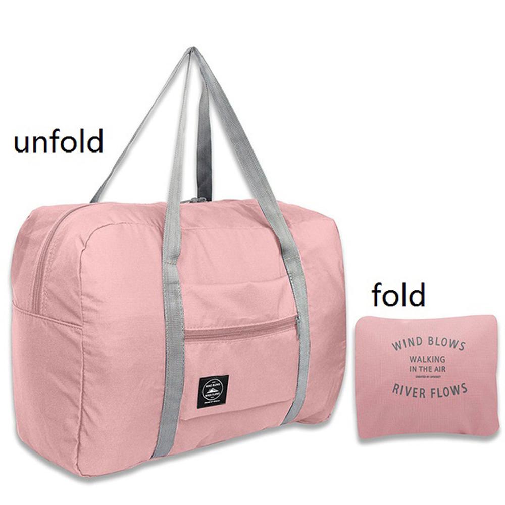 Outdoor travel bag foldable waterproof sleeve trolley case clothes bag Large Capacity Storage Bag Portable luggage Cosmetic Bag: Pink