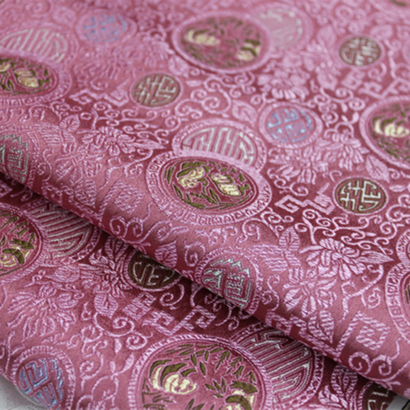 CF145 1Yard 73cm Pink Panda Silk Fabric Chinese Style Brocade Jacquard Fabric For Women Kids Cheongsam Fabric Chinese