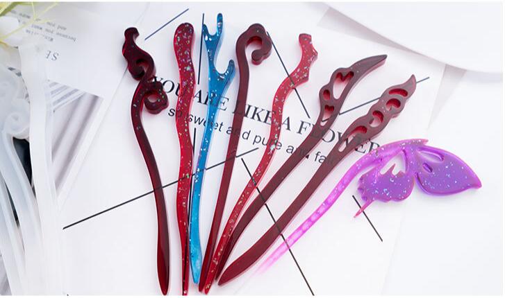 Haarspeld Siliconen Mal Haar Stick Resin Mould Uv Hoofdtooi Haar Pin Epoxy Hars Gieten Mallen Voor Sieraden Haar Clips Tool vinden