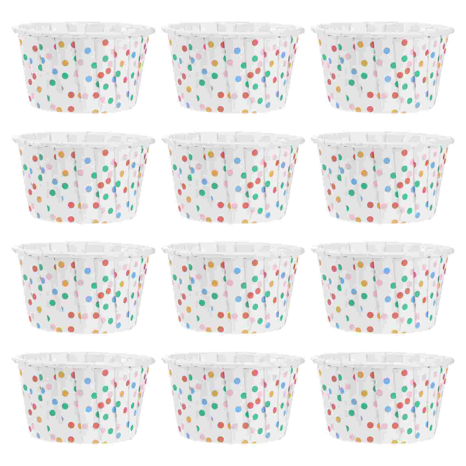 100pcs Paper Ice Cream Cups Disposable Cake Cup Dessert Bowls Party Supplies for Baking Wedding Birthday (Colorful)