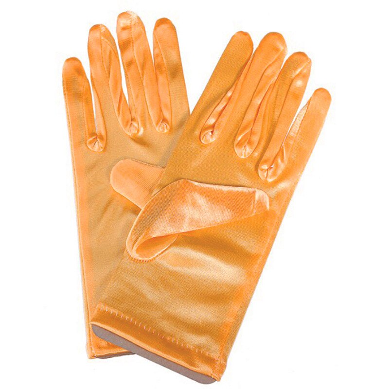 1 PC Mädchen Dame Satin- Kurze Finger Handgelenk Handschuhe Glatt Abend Party Formale Prom Kostüm strecken Handschuhe verrotten Weiß Etikette handschuh: Orange