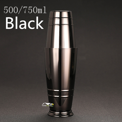 500/700Ml Rvs Cocktail Boston Bar Shaker Bar Gereedschap Accessoire Bar: Black