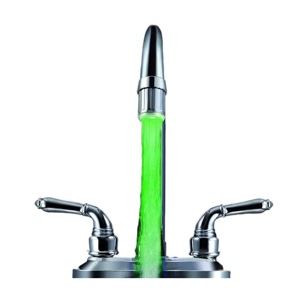 Luminoso luz LED grifo de agua grifo de ducha cuenca boquilla de agua de baño cocina calentador de grifos termostato azul 3 colores 7 colores: green