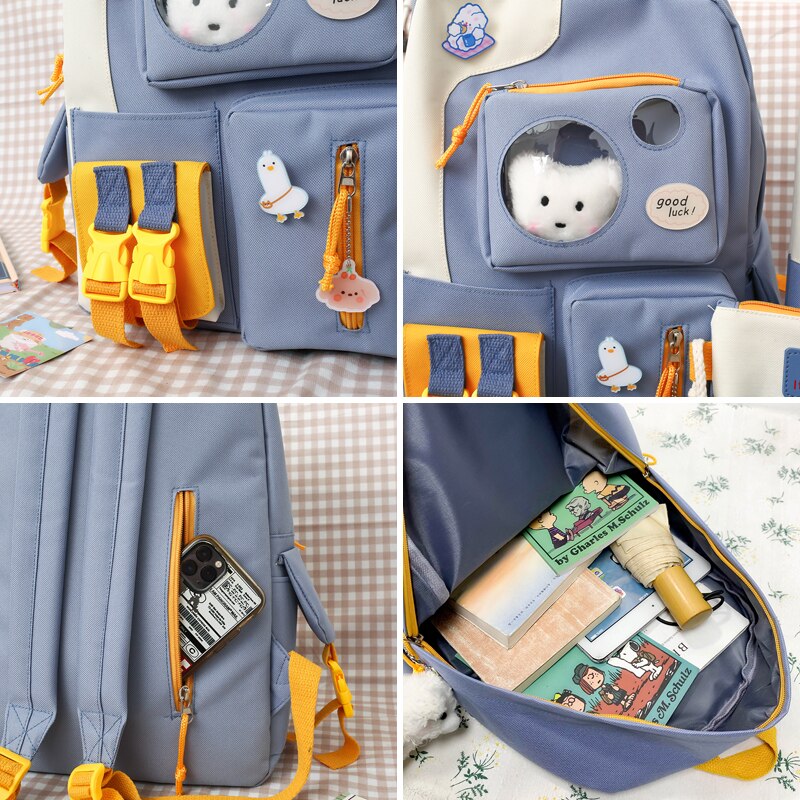 Wasser nachweisen Rucksack Für jugendlich Mädchen 2022 Nette Schule Tasche Für Frauen 5 Pes einstellen Schüler Rucksack Große Mehrere Taschen Tornister