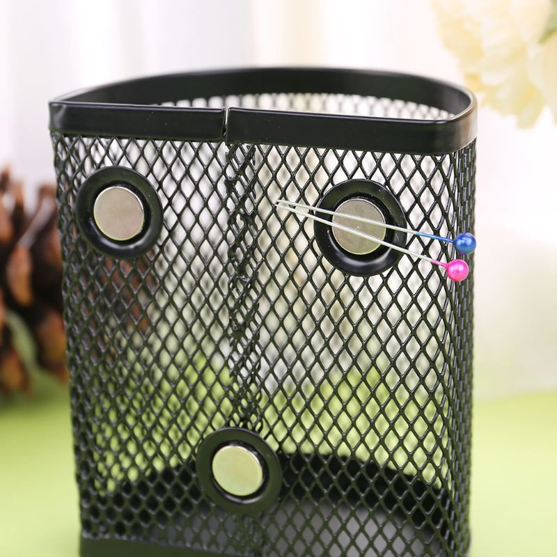 Metal Wire Mesh Magnetic Basket Storage Box Pen Pencil Makeup Organizer Kitchen