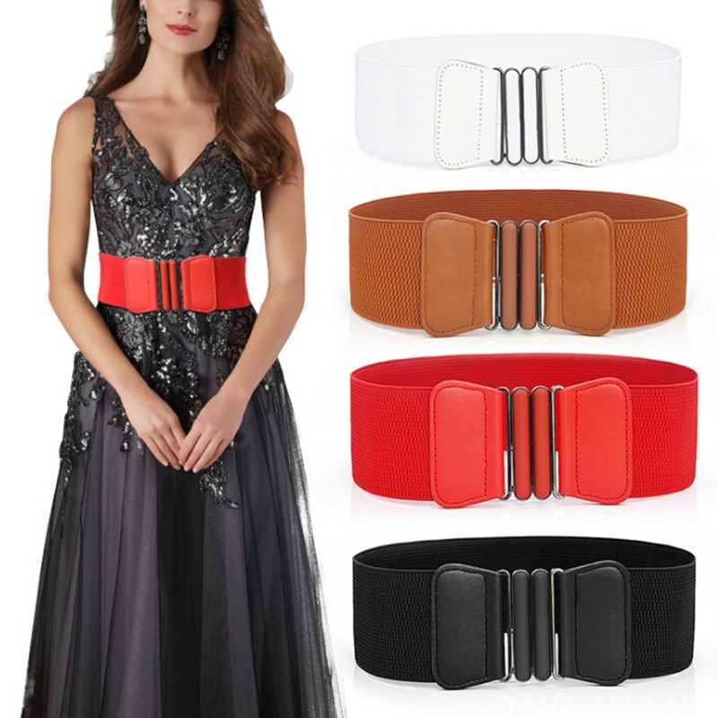 Frauen 3 "Breiten Gürtel Elastische strecken schnallen Bund Dame Cummerband Plus Größe Mädchen Bund Taille Dichtung Breiten Gürtel Frauen
