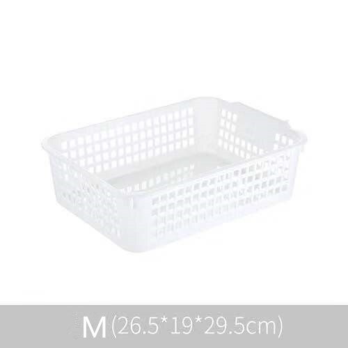 Panier de rangement rectangulaire pour snacks | Panière de rangement en plastique creuse domestique pour bureau boîte de rangement pour articles divers panier pour salle de bain: M