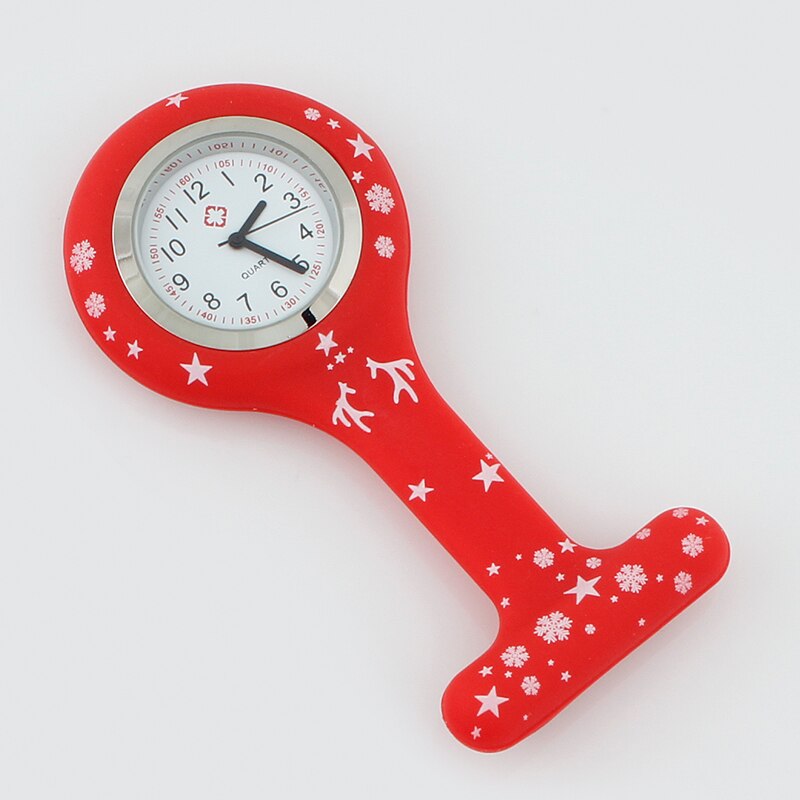God jul silikon brosch klocka sjuksköterska fob klocka omvårdnad quartz pennklämmor läkare sjuksköterskor dedikerad pennväska praktisk: Ws002p- röda