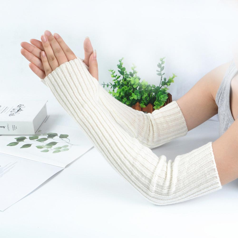 Długie rękawiczki bez palców dla kobiet gotycka odzież punkowa z dzianiny z długim rękawem miękkie damskie rękawiczki bez palców