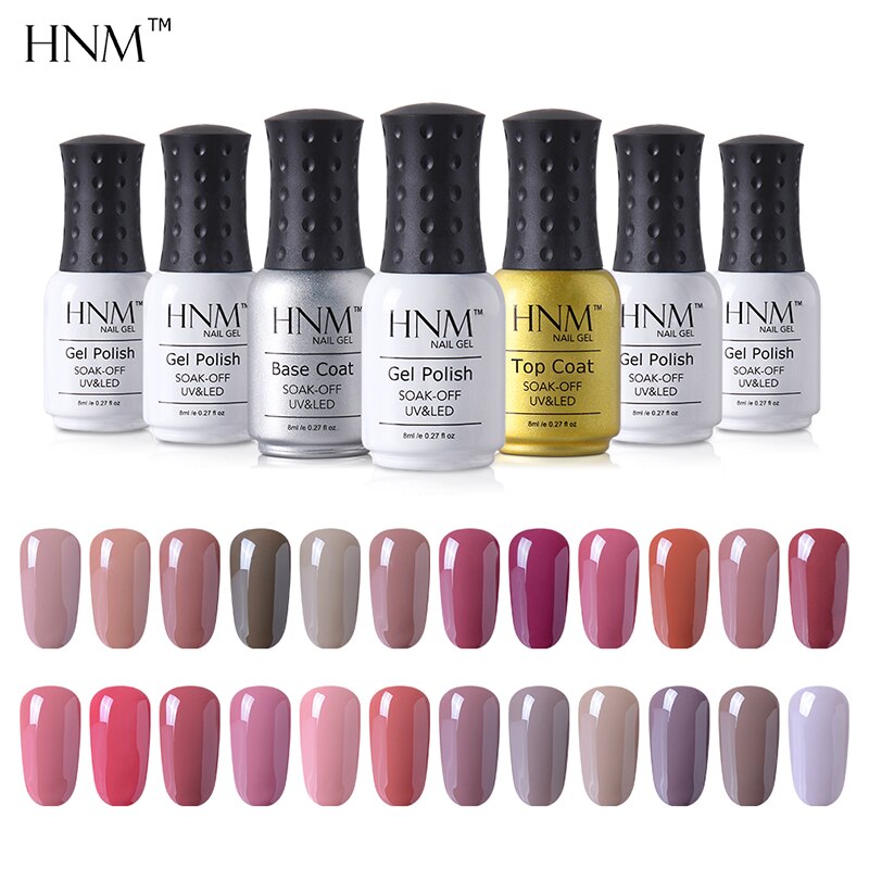 Hnm nude cor gel unha polonês 8ml 24 pçs/lote longa duração verniz gel conjunto ferramenta gelpolonês vernis semi permanente