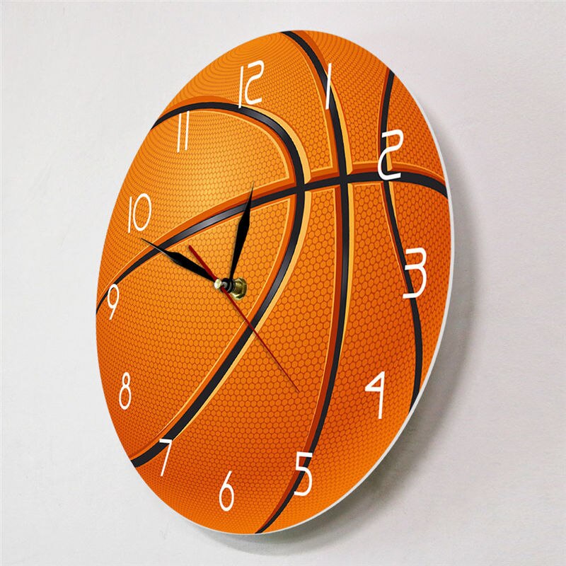 Basketball Ball 3D illusion Modern Printed Wall Clock Boy Room Nursery Wall Watch Silent Movement Timepiece Basketball Boys