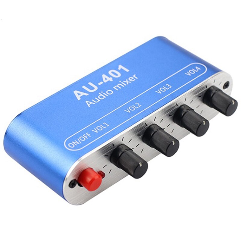 Stereo mixer ( (4 inputs, , 1 outputs) individually controlled board diy headphone amplifier case  dc12v