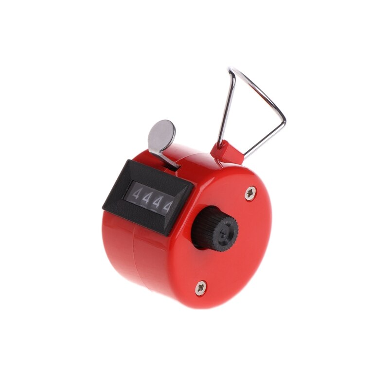 OOTDTY Hand Tally Counter 4 Digital Display Mechanical Manual Count Click with Finger Ring: Red