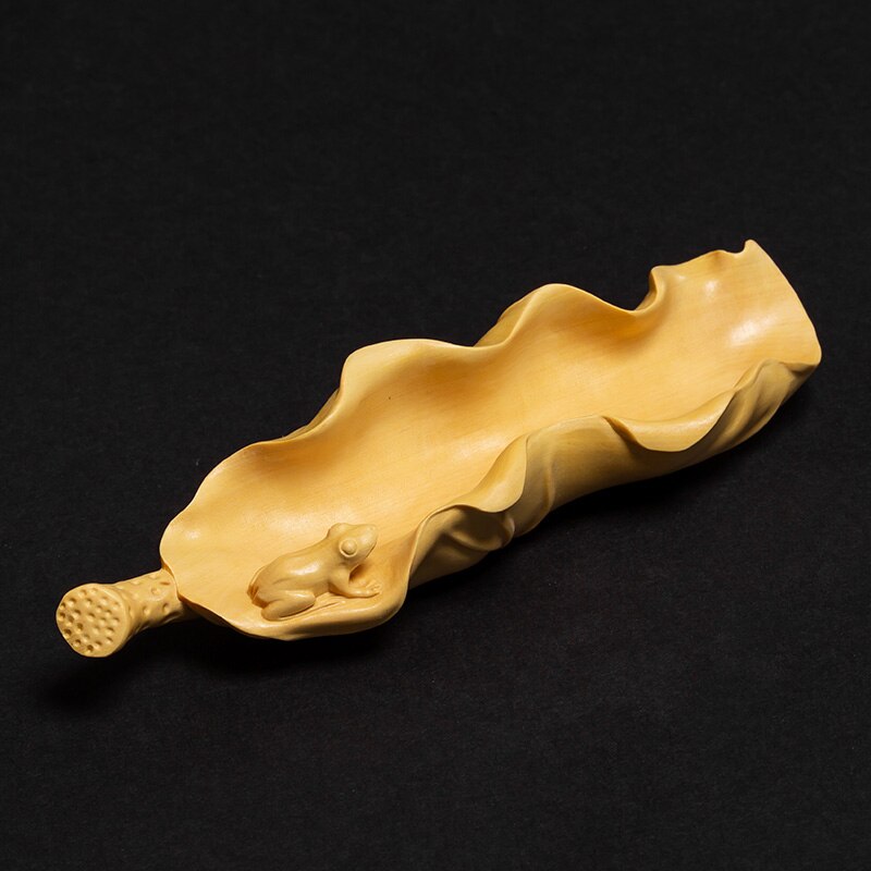 Cucharadita de boj Natural 3D de rana para té, cuchara de tallado de madera hecha a mano, artesanía, decoración Zen, accesorios, herramientas