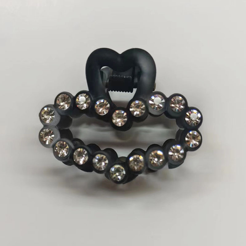 Pearls Beads Hairpin for Women Small Size Hair Claw Barrettes Headwear Horsetail Crab Hair Clip Hair Accessories: Dark Grey