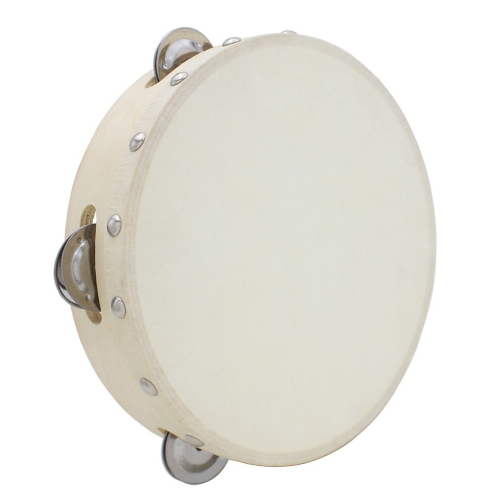 8 Inch Double Row Metal Jingles Tambourine Handbell Hand Drum Percussion Musical Instrument Intelligence Develop