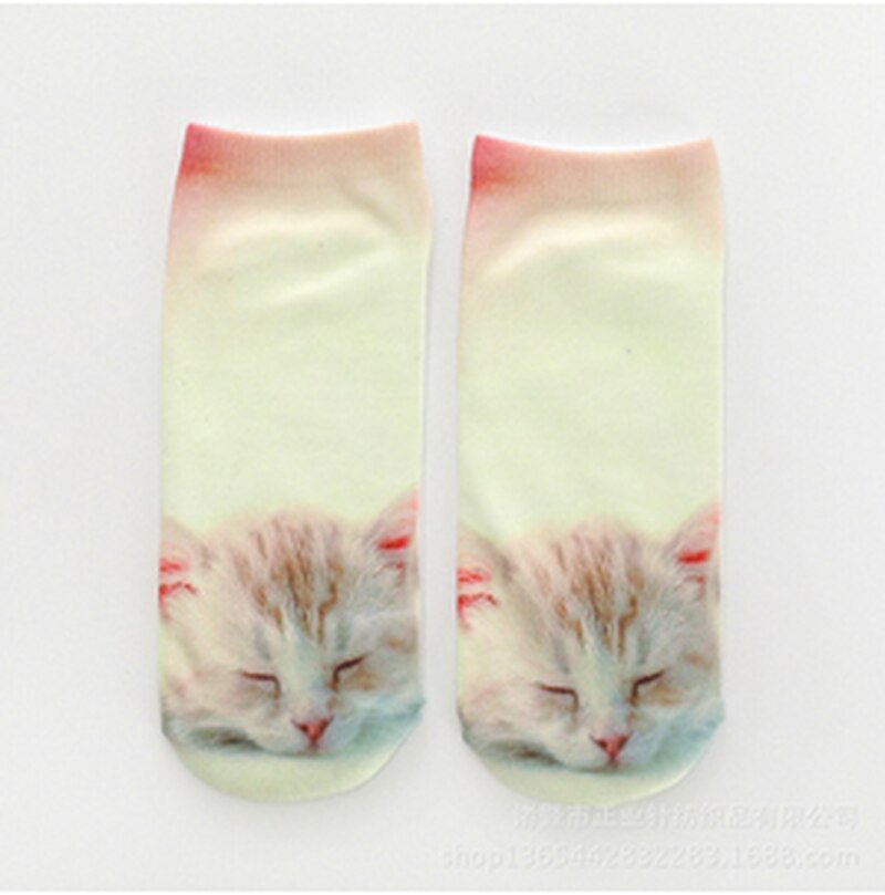 Vrouwen Funny Animal Leuke 3D Print Sokken Vrouwen Sokjes Unisex Sokken Vrouwen Mode Sox Cartoon Kat Voor vrouwelijke: YELLOW