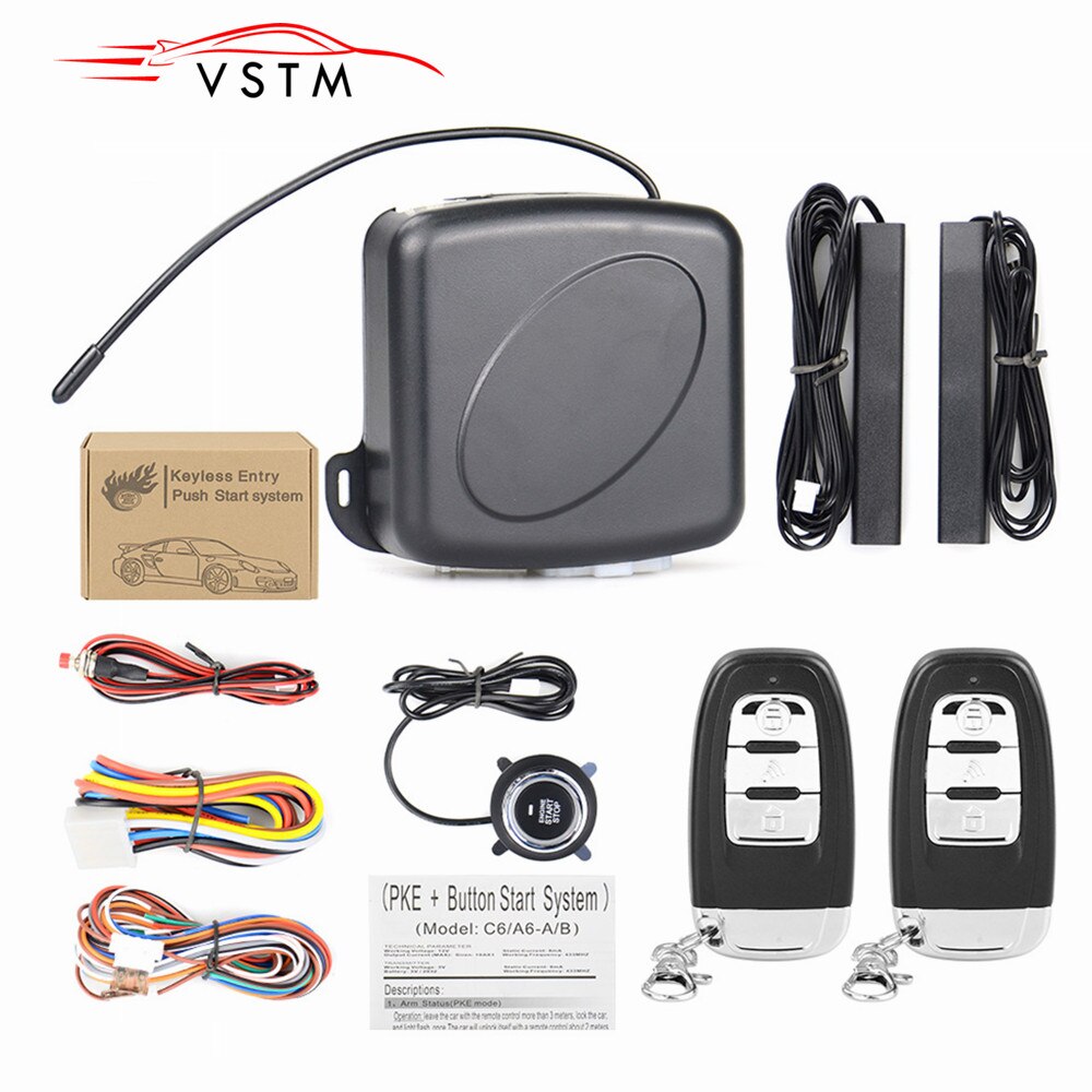 Universlly C6 Model Auto Alarm Afstandsbediening Auto Keyless Entry Motor Start Alarmsysteem Drukknop Remote Starter Stop Auto