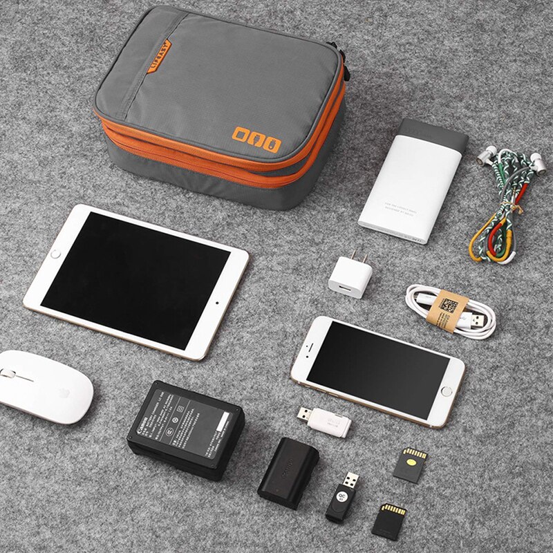 Doppellagiger organizer für elektronisches zubehör, aufbewahrungstasche, reisekabel-organizer, datenkabel-organizer, großes fassungsvermögen für ipads