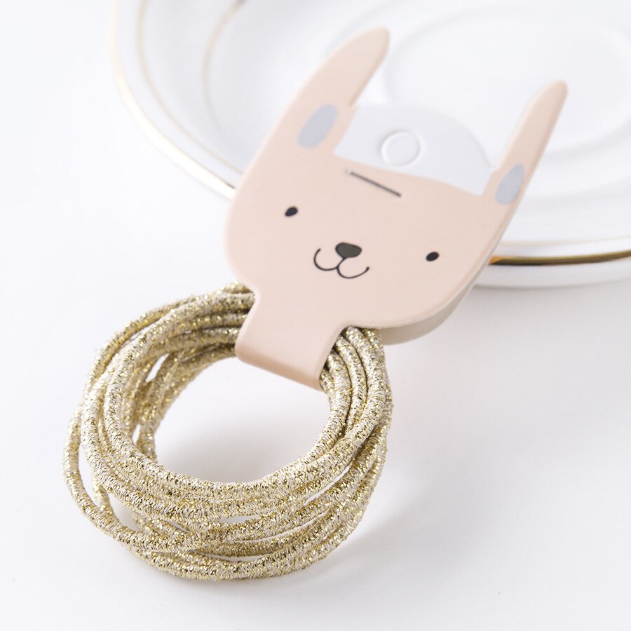 Bandes de caoutchouc en fil d'or pour filles | 10 pièces, couleurs bonbons, Nylon, bande élastique pour enfants, accessoires de cheveux, pour enfants, longue: L-gold