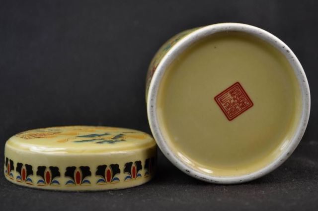 Exquisita porcelana china antigua coleccionable hecha a mano pintada con espiga japonesa, recipiente grande para té, Caddie