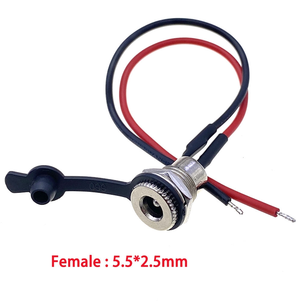 Battery DC Power plug connector for diy dc waterproof jack connector 5.5 X 2.1 mm 5.5X2.5mm with Wire Turmera