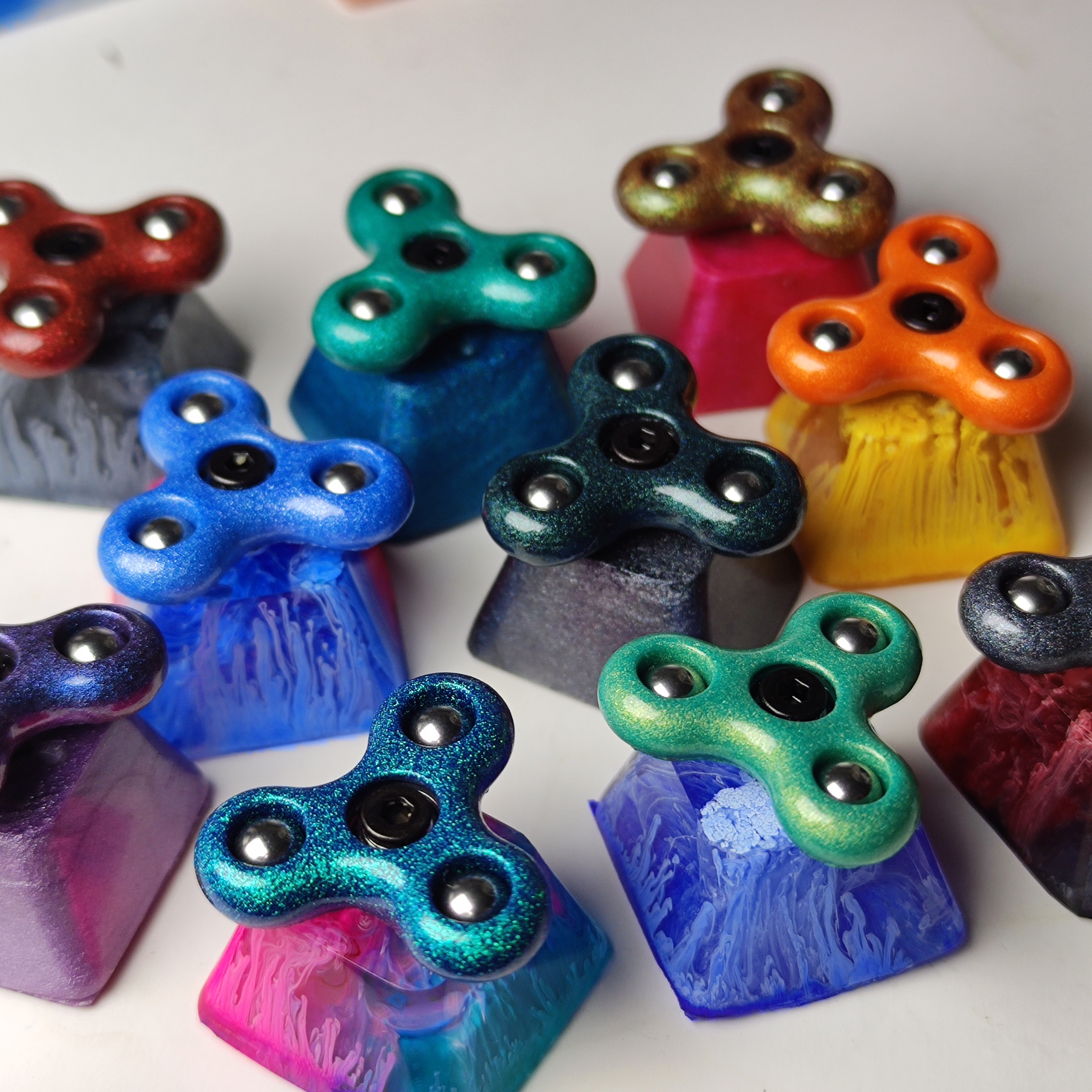 Keycap Personality Fidget Spinner Resin Keycap For Cherry Mx Switch Mechanical Gaming Keyboard Blue Black Keycaps 1pc