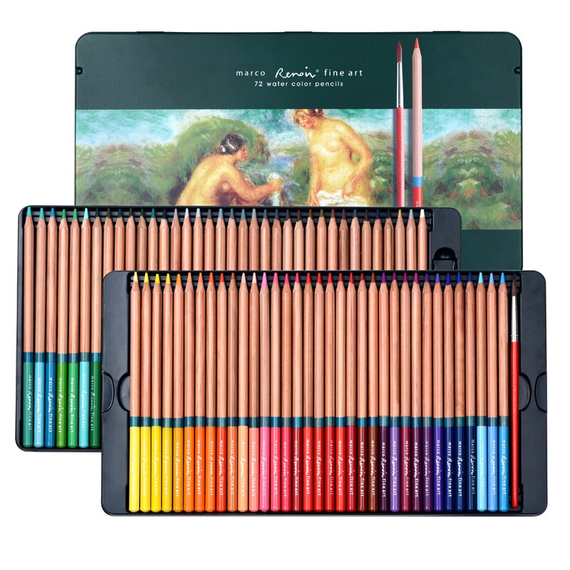 Marco Renoir 3100 3120 12/24/36/48/72/78/100/108/120 Tin Box Box Limited Edition Oil/Water-Soluble Colored Pencil Set: 3120-72TN WaterColor