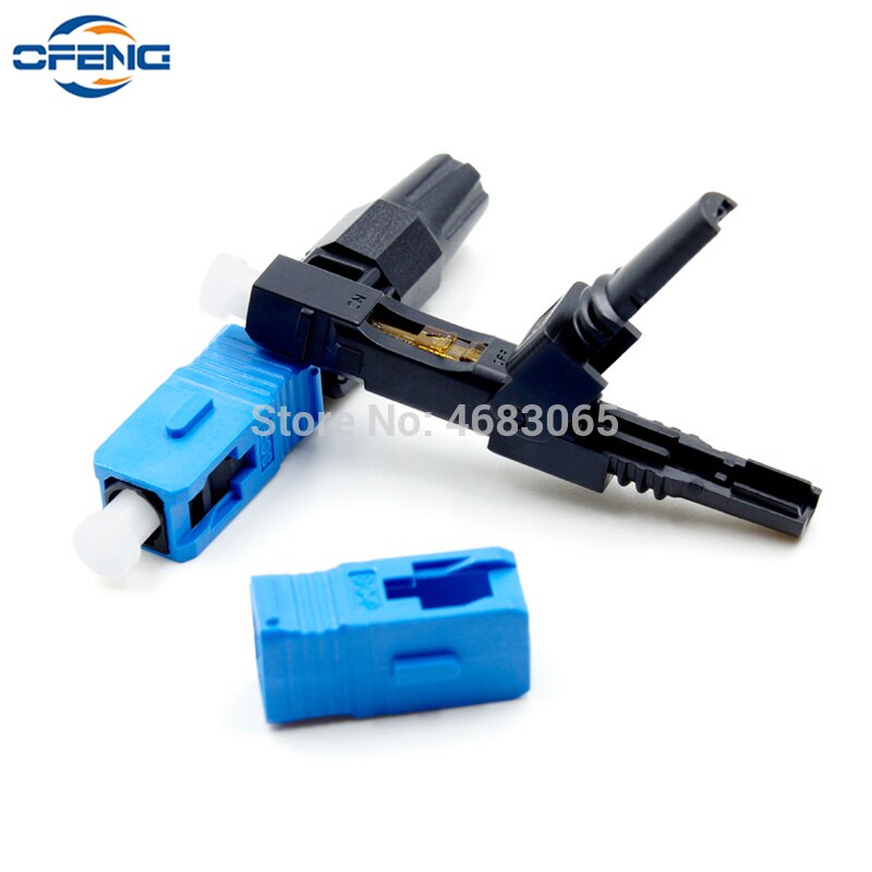 100Pcs Embedded SC UPC Fiber Optic Fast Connector FTTH SM fiber optic SC quick connector SC adapter Field Assembly