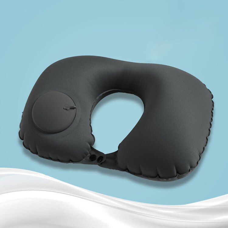 Air Pillow Office Pillow with Press U Inflatable Pillow Head Rest Air Neck Cushion: Black