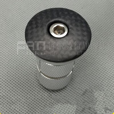 Fiets Headset Expander Plug Compressor Stem Top Cap 28.6mm (1 1/8 ") voor Carbon Vork Carbon Headset Stuurpen Top Cap: matte black set