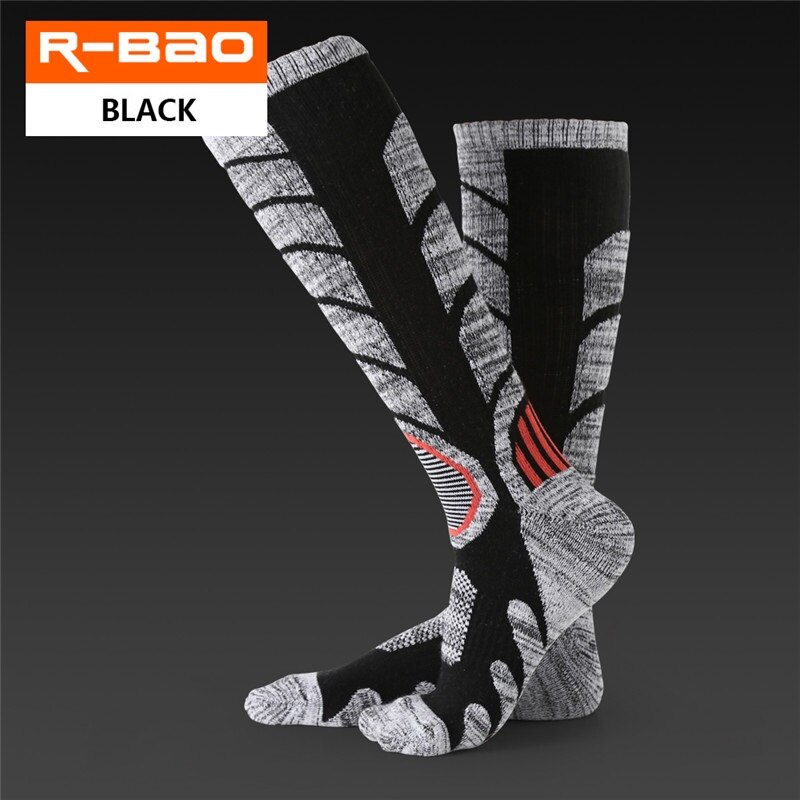 RB3301 Outdoor Skiing/Hiking Socks Terry Sole Thicken Keep Warm Breathable Wear-Resisting Sports Socks: Black / L