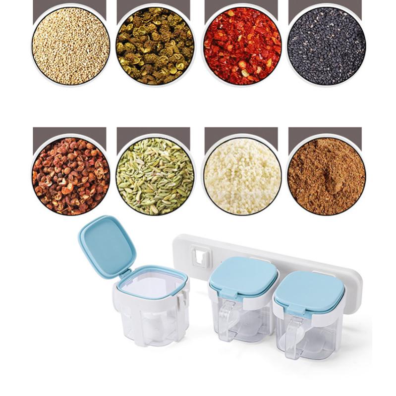 Wall-mounted Seasoning Box Kitchen Salt Seasoning Jar Household Spice Box Storage Container Condiment Jars for Spice Sugar Salt